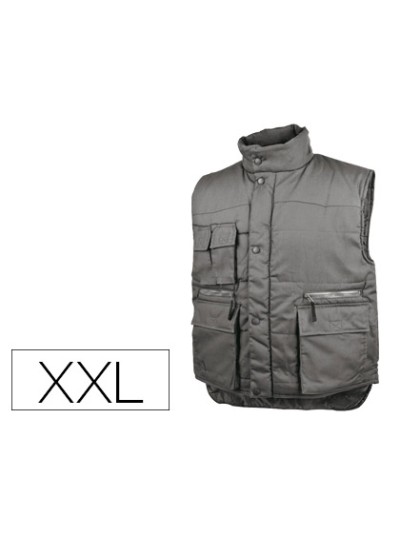 Chaleco deltaplus multibolsillos con cremallera cintura elastica protege riñones gris verde talla xxl