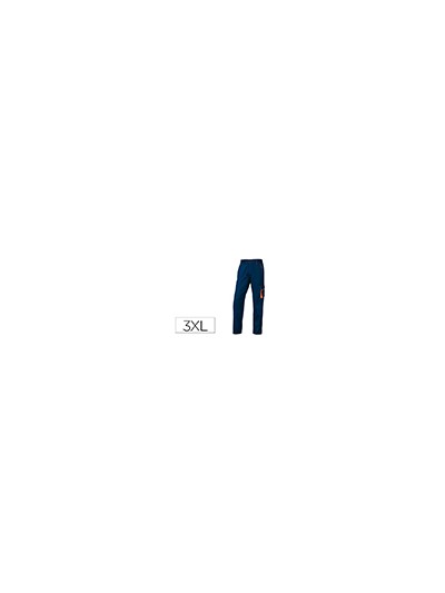Pantalon de trabajo deltaplus cintura ajustable 5 bolsillos color azul naranja talla 3xl