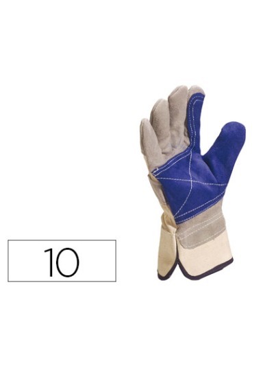 Guantes deltaplus docker serraje vacuno reforzado ideal para trabajos intensivo color gris-azul talla 10