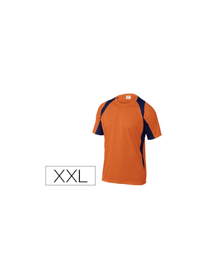 Camiseta deltaplus poliester manga corta cuello redondo tratamiento secado rapido color naranja-marino talla Camiseta deltaplus poliester manga corta cuello redondo tratamiento secado rapido color naranja-marino talla