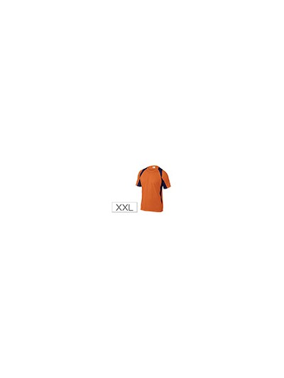Camiseta deltaplus poliester manga corta cuello redondo tratamiento secado rapido color naranja-marino talla