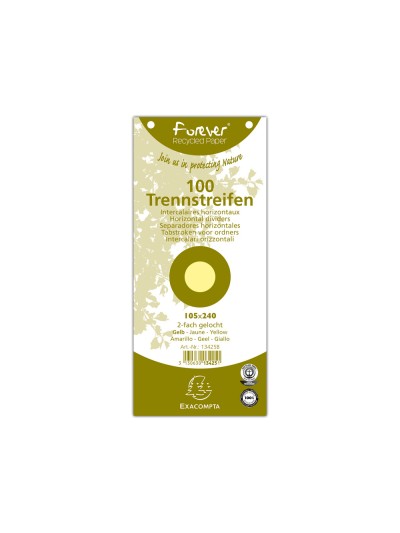 Separador exacompta cartulina de 180 gr juego de 100 separadores 105x240 mm con 2 taladros color amarillo