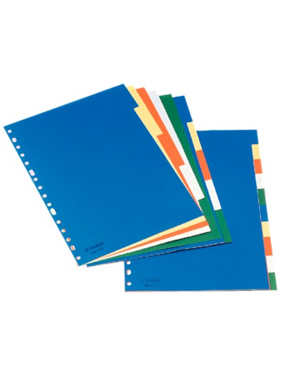 Separador esselte plastico juego de 10 separadores din a4 con 5 colores multitaladro