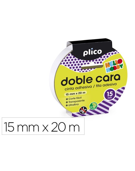 Cinta adhesiva plico doble cara 20 mt x 15 mm