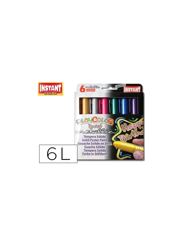 Tempera solida en barra playcolor pocket escolar caja de 6 colores metalizados Tempera solida en barra playcolor pocket escolar caja de 6 colores metalizados