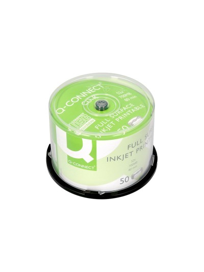 Cd-r q-connect con superficie 100% imprimible para inkjet capacidad 700mb duracion 80minvelocidad 52x bote de 50 unid