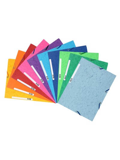 Carpeta exacompta gomas cartulina lustrada tres solapas din a4 colores surtidos
