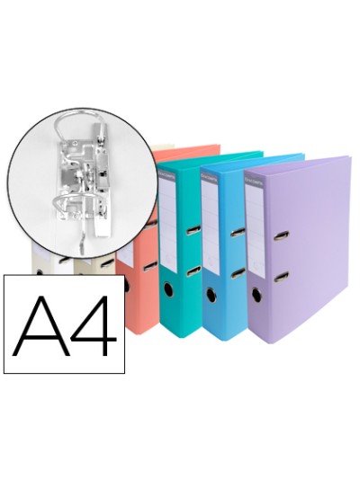 Archivador de palanca exacompta carton forrado pvc din a4 colores pasteles surtidos lomo 70 mm con