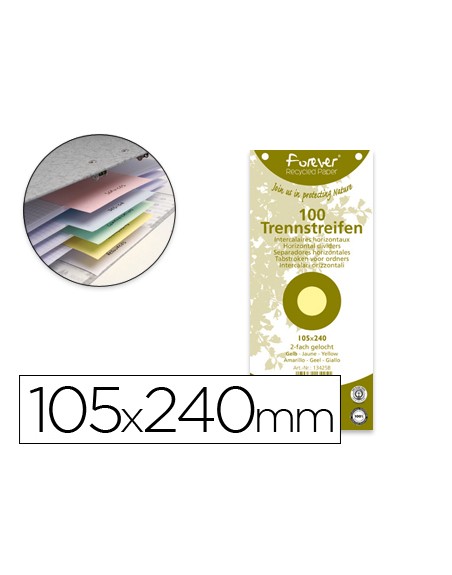 Separador exacompta cartulina reciclada juego de 100 separadores 105x240 con taladros colores surtidos