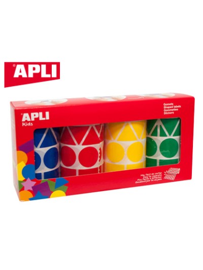 Gomets apli figuras surtidas t amaño xl pack de 4 rollos colores surtidos 5428 unidades