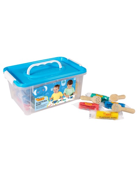 Plastilina jovi my first baby super blanda 38 g baul con 20 unidades colores surtidos + 9 sellos madera surtidos