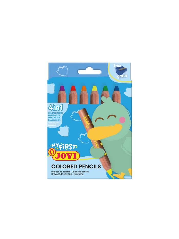 Lapices de colores jovi my first madera 4 en 1 estuche de 6 unidades colores surtidos + sacapuntas Lapices de colores jovi my first madera 4 en 1 estuche de 6 unidades colores surtidos + sacapuntas
