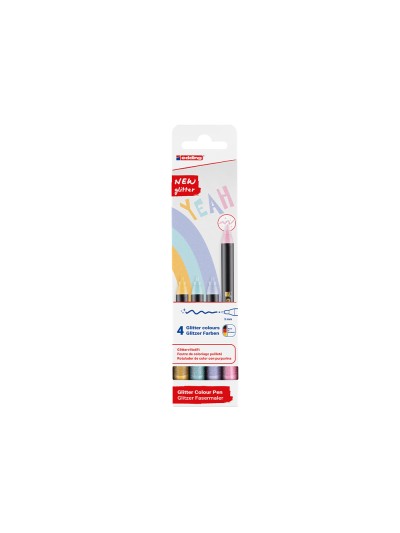 Rotulador edding punta fibra 1200 punta redonda 0,5 mm glitter pastel caja de 4 unidades colores surtidos