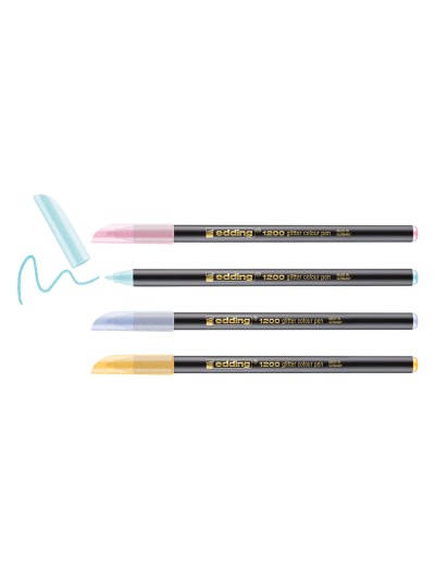 Rotulador edding punta fibra 1200 punta redonda 0,5 mm glitter pastel caja de 4 unidades colores surtidos