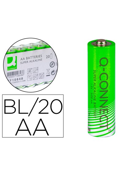 Pila q-connect alcalina aa paquete con 20 unidades