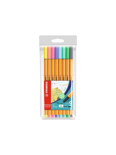 Rotulador stabilo punta de fibra point 88 estuche de 8 colores surtidos pastel