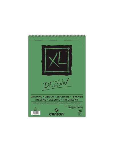 Bloc dibujo canson xl dessin din a3 liso microperforado espiral 29,7x42 cm 50 hojas 160 gr/m2
