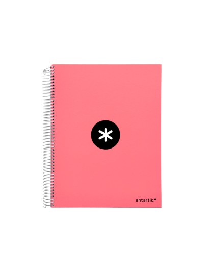 Cuaderno espiral a4 micro antartik tapa forrada 120h 90 gr cuadro 5mm 5 bandas 4 taladros color coral