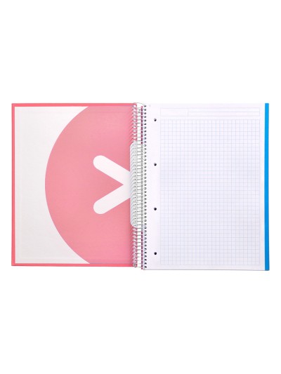 Cuaderno espiral a4 micro antartik tapa forrada 120h 90 gr cuadro 5mm 5 bandas 4 taladros color coral