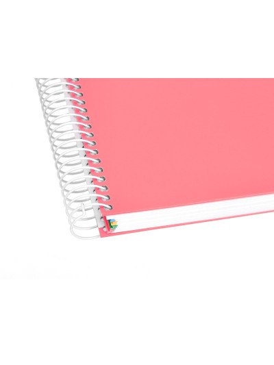 Cuaderno espiral a4 micro antartik tapa forrada 120h 90 gr cuadro 5mm 5 bandas 4 taladros color coral