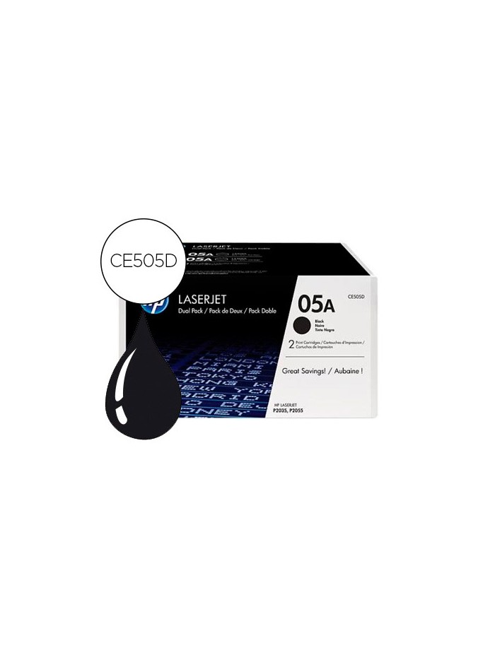 Toner hp 05a laserjet p2033 / 2035 / 2036 / 2037 / 2054 / 2055 / 2056 / 2057 negro pack de 2 unidades 2.300 pag Toner hp 05a laserjet p2033 / 2035 / 2036 / 2037 / 2054 / 2055 / 2056 / 2057 negro pack de 2 unidades 2.300 pag