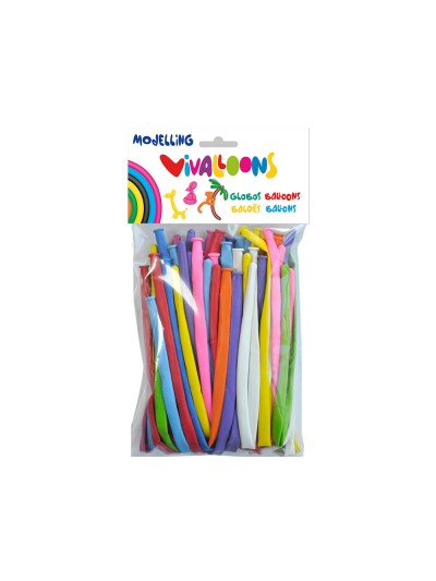 Globo 100% latex biodegradable para modelar figuras colores surtidos blister de 50 unidades