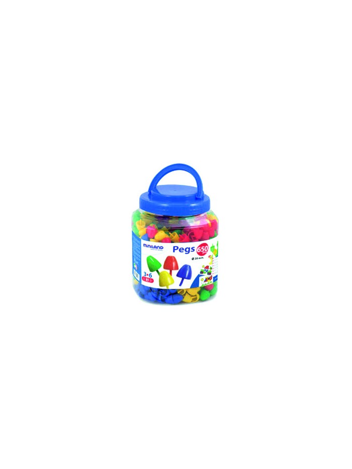 Juego miniland pegs bote de 650 piezas de 20 mm Juego miniland pegs bote de 650 piezas de 20 mm