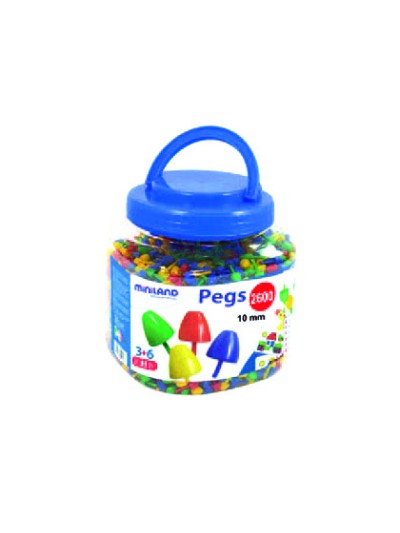 Juego miniland pegs bote de 2600 piezas de 10 mm