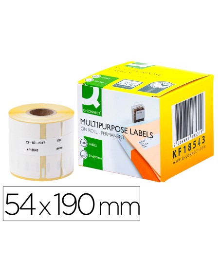 Etiqueta adhesiva q-connect kf18543 compatible dymo 99019 tamaño 54x190 mm caja con 110 etiquetas
