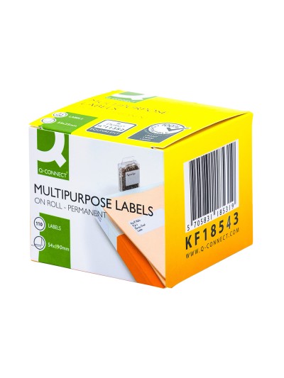 Etiqueta adhesiva q-connect kf18543 compatible dymo 99019 tamaño 54x190 mm caja con 110 etiquetas