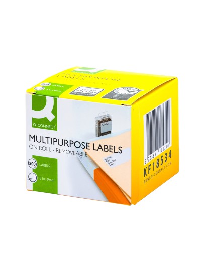 Etiqueta adhesiva removible q-connect kf18534 compatible dymo 11355 tamaño 27,5x51 mm caja con 500 etiquetas