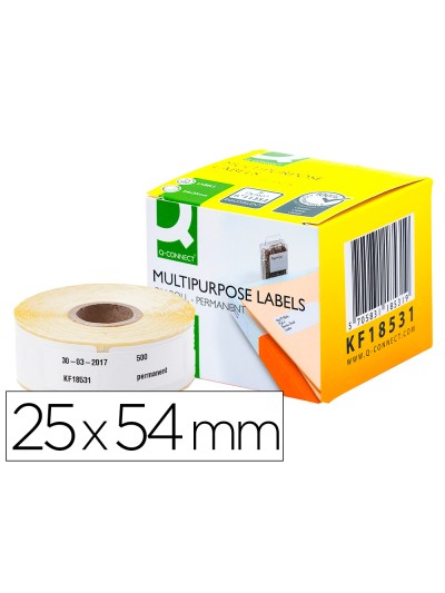 Etiqueta adhesiva permanente q-connect kf18531 compatible dymo 11352 tamaño 54x25 mm caja con 500 etiquetas