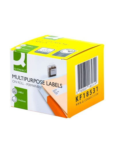 Etiqueta adhesiva permanente q-connect kf18531 compatible dymo 11352 tamaño 54x25 mm caja con 500 etiquetas