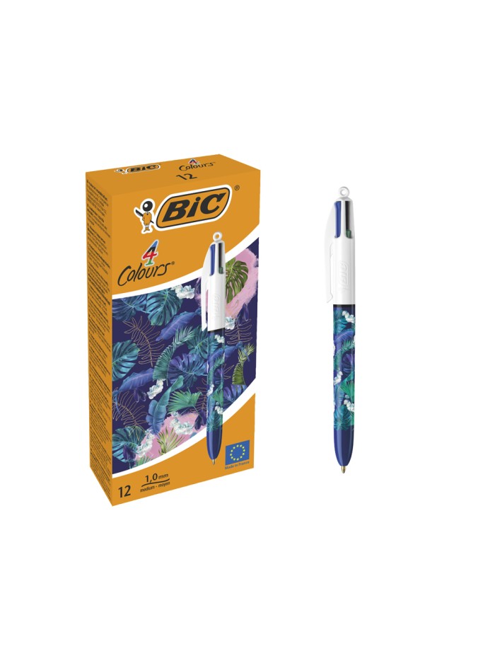 Boligrafo bic cuatro colores botanico punta de 1 mm caja de 12 unidades Boligrafo bic cuatro colores botanico punta de 1 mm caja de 12 unidades