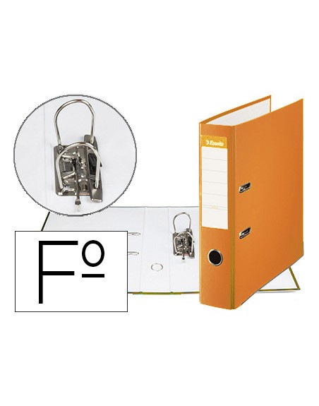 Archivador de palanca esselte carton forrado pvc folio lomo de 75 mm con rado naranja