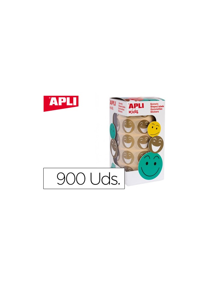 Gomets apli autoadhesivo smile oro cara feliz rollo de 900 unidades Gomets apli autoadhesivo smile oro cara feliz rollo de 900 unidades