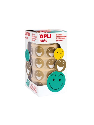 Gomets apli autoadhesivo smile oro cara feliz rollo de 900 unidades