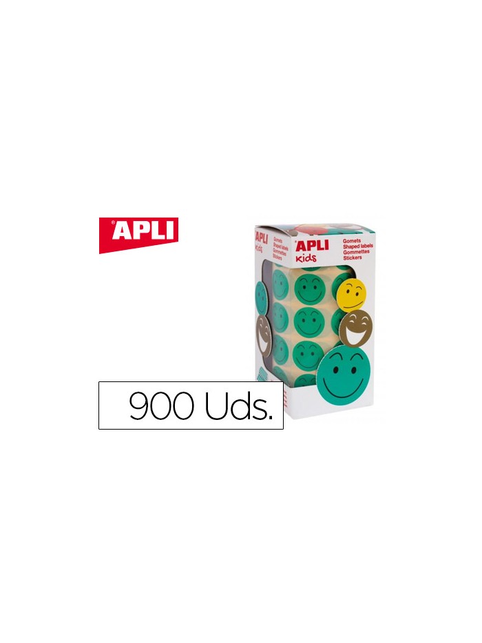 Gomets apli autoadhesivo smile verde cara feliz rollo de 900 unidades Gomets apli autoadhesivo smile verde cara feliz rollo de 900 unidades