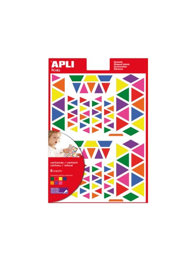 Gomets apli autoadhesivo triangulo multicolor blister de 720 unidades surtidas