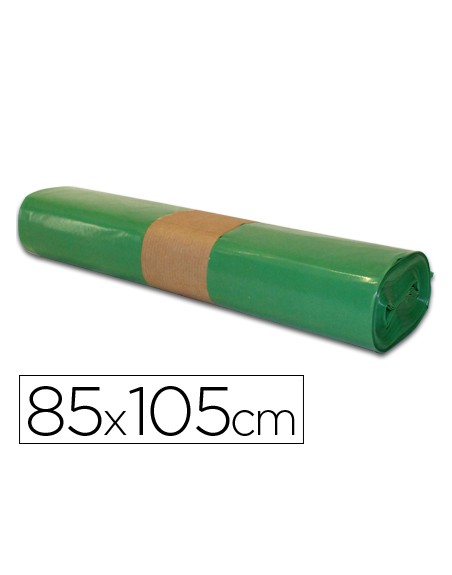 Bolsa basura industrial verde 85x105cm galga 110 rollo de 10 unidades