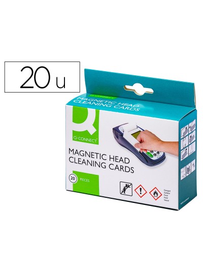 Tarjeta limpiadora q-connect de banda magnetica caja de 20 unidades