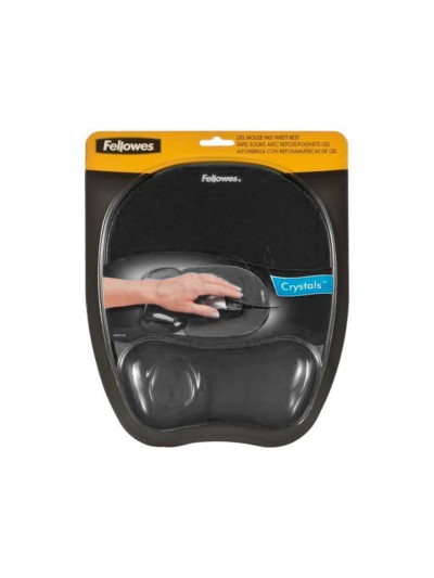 Alfombrilla para raton fellowes negra con reposamuñeca de gel