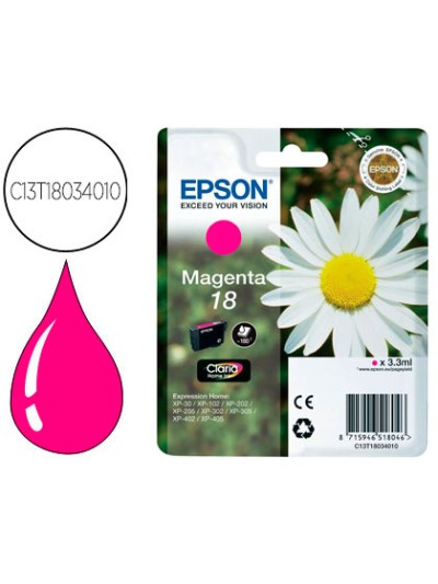 Ink-jet epson t18 magenta expression home xp-102 xp-205 xp-305 xp-405 capaciidad 180 pag