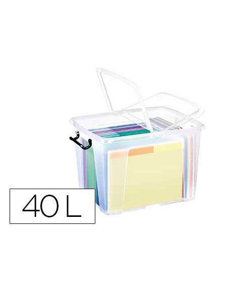 Contenedor plastico cep 40 litros 397x498x329 mm transparente con tapa y cierre hermetico