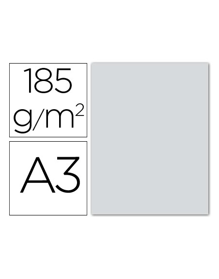 Cartulina guarro din a3 gris perla 185 gr paquete 50 hojas