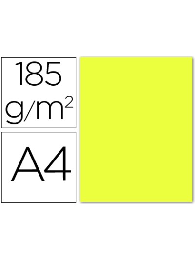 Cartulina guarro din a4 amarillo limon 185 gr paquete 50 hojas
