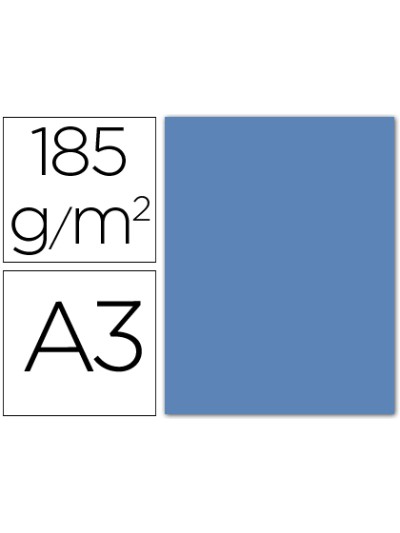 Cartulina guarro din a3 azul maldiva 185 gr paquete 50 hojas