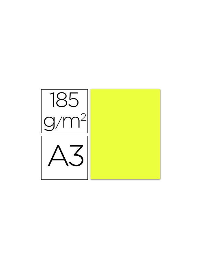 Cartulina guarro din a3 amarillo limon 185 gr paquete 50 hojas