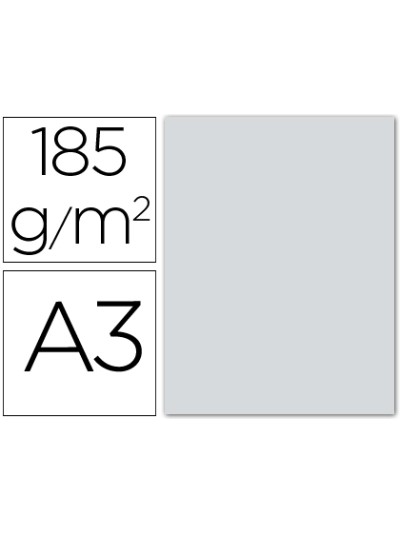 Cartulina guarro din a3 gris plomo 185 gr paquete 50 hojas