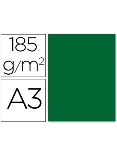 Cartulina guarro din a3 verde abeto 185 gr paquete 50 hojas
